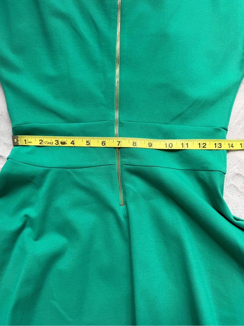 kate spade Emerald Green Fit-and-Flare Dress with Navy Contrast Hem